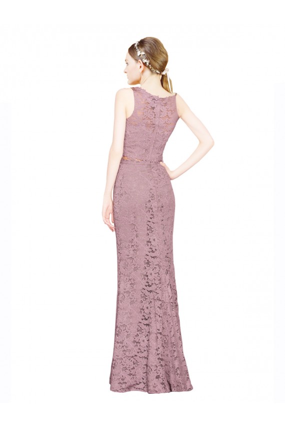 Lace Illusion Neck Sleeveless Long Prom Dress / Bridesmaid Dress Essex