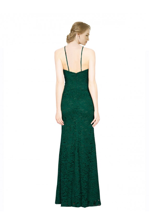 Lace Halter Neck Sleeveless Low Back Long Prom Dress / Bridesmaid Dress Essex
