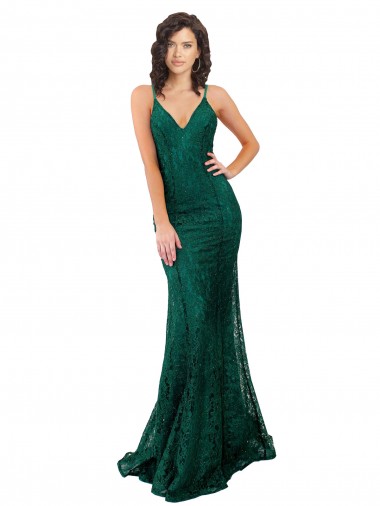 Lace V-Neck Sleeveless Open Back Long Black Tie Evening Gown / Prom Dress / Bridesmaid Dress Essex