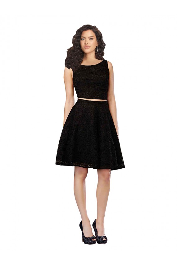 Lace Jewel Neck Sleeveless Knee Length Bridesmaid Dress Essex