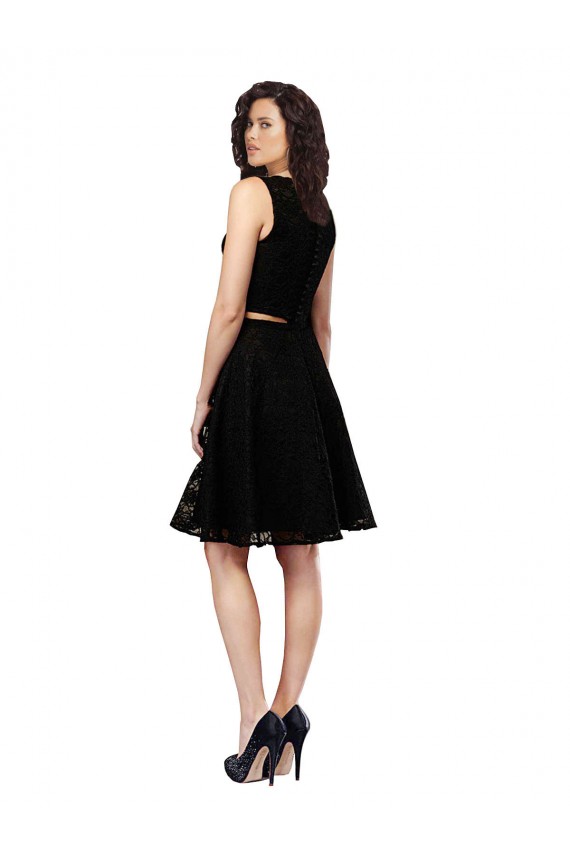 Lace Jewel Neck Sleeveless Knee Length Bridesmaid Dress Essex