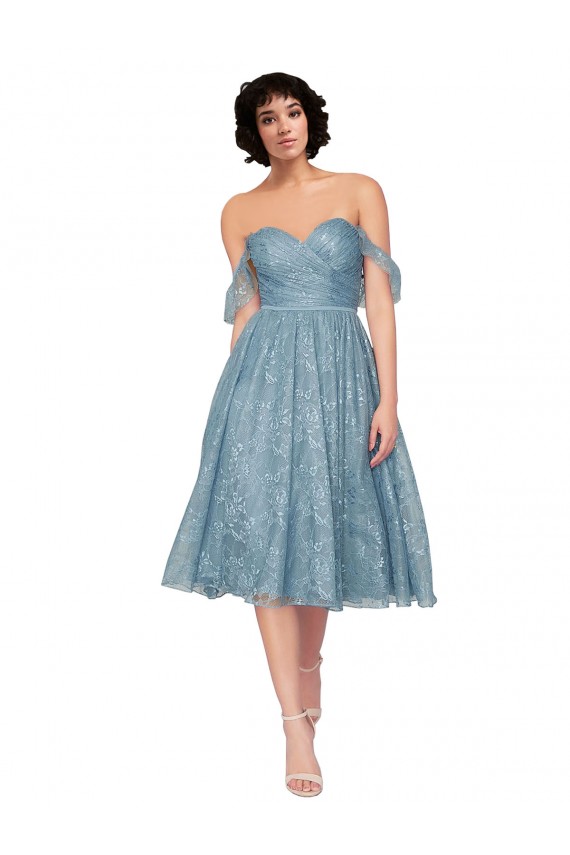 Lace Off the Shoulder Sleeveless Keyhole Back Knee Length Bridesmaid Dress Essex