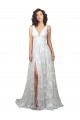 Lace V-Neck Sleeveless Low Back Chapel Train Wedding Dress Essex