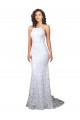 Lace High Neck Sleeveless Open Back Sweep Train Wedding Dress Essex
