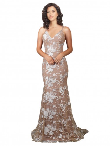 Lace V-Neck Sleeveless Open Back Sweep Train Wedding Dress Essex