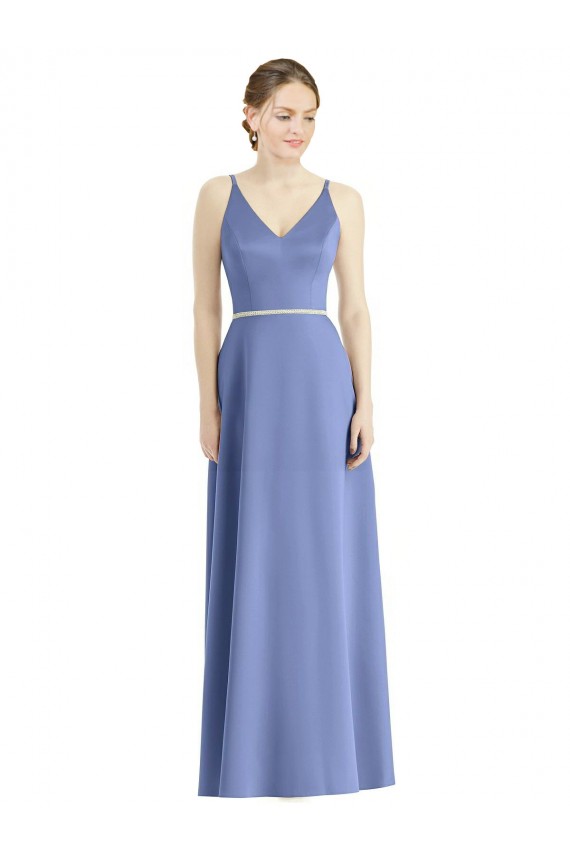 Satin Spaghetti Straps Sleeveless Long Bridesmaid Dress Essex