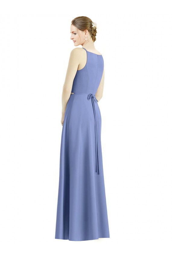 Satin Spaghetti Straps Sleeveless Long Bridesmaid Dress Essex