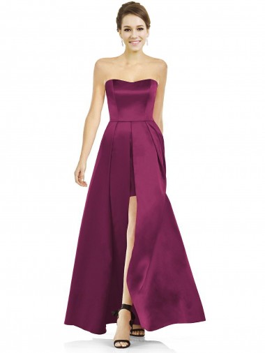 Satin Strapless Sleeveless Long Bridesmaid Dress Essex
