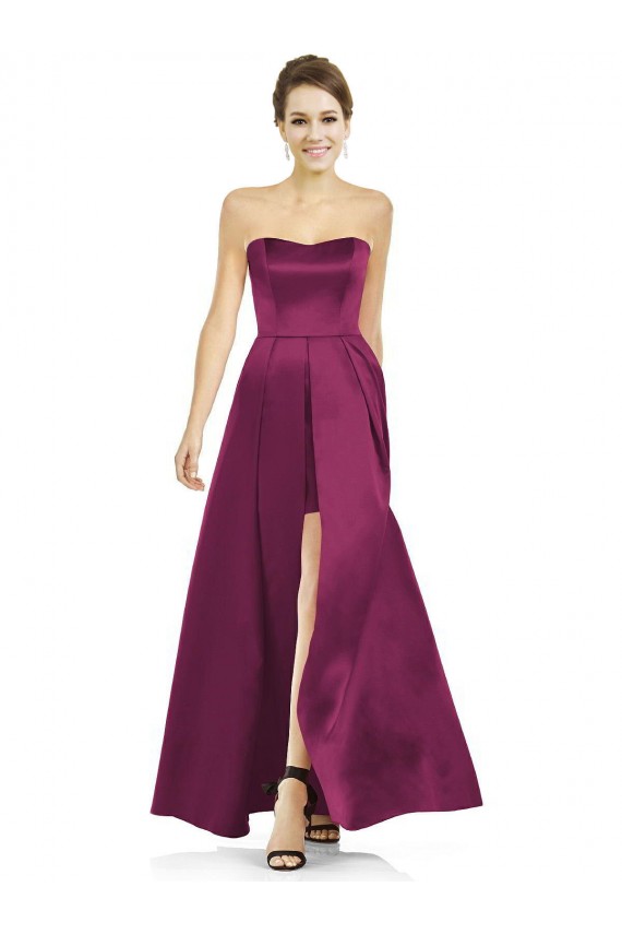 Satin Strapless Sleeveless Long Bridesmaid Dress Essex