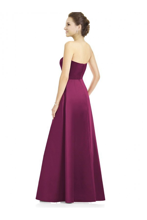 Satin Strapless Sleeveless Long Bridesmaid Dress Essex