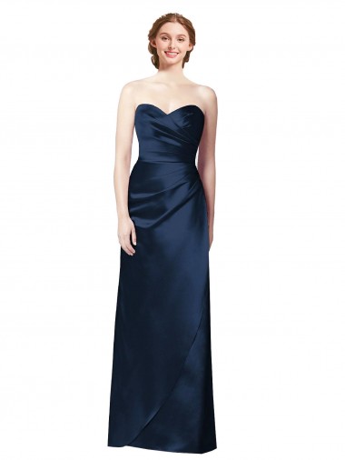 Satin Sweetheart Sleeveless A-Line Long Bridesmaid Dress Essex