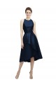 Satin Halter Neck Sleeveless Tea Length High Low Bridesmaid Dress Essex