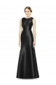Satin High Neck Sleeveless Keyhole Back Black Long Bridesmaid Dress Essex