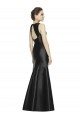 Satin High Neck Sleeveless Keyhole Back Black Long Bridesmaid Dress Essex