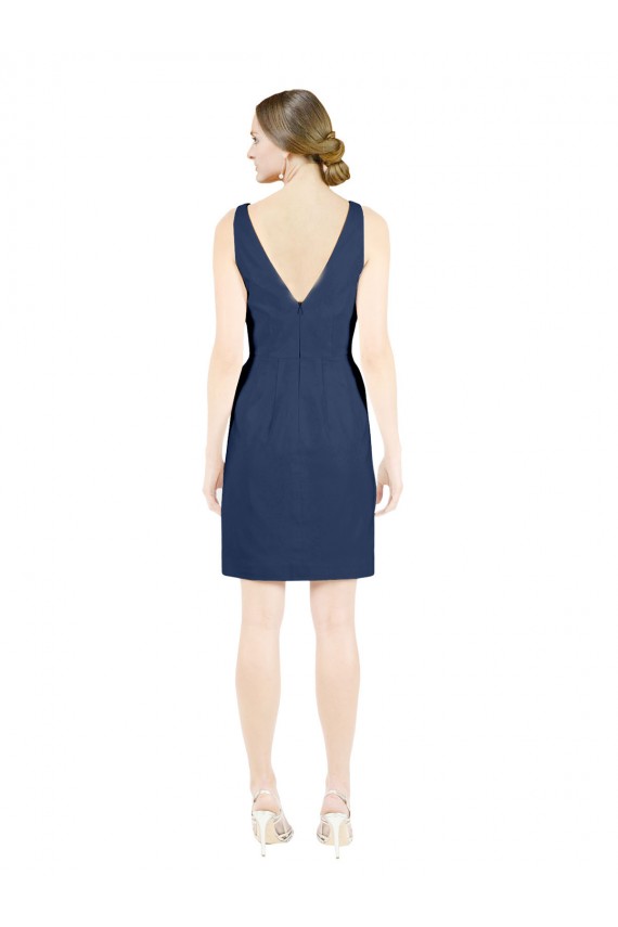 Satin V-Neck Sleeveless Open Back Knee Length Evening Gown / Bridesmaid Dress Essex