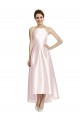 Satin Spaghetti Straps Sleeveless Open Back Long High Low Bridesmaid Dress Essex