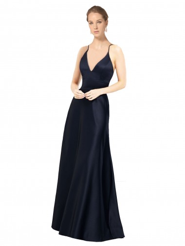 Satin Spaghetti Straps Sleeveless Long Prom Dress / Bridal Party Dress Essex