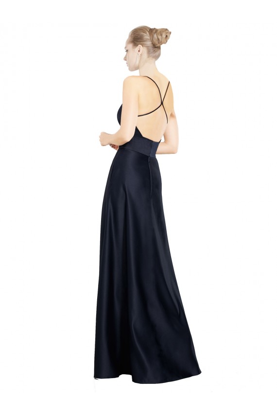 Satin Spaghetti Straps Sleeveless Long Prom Dress / Bridal Party Dress Essex