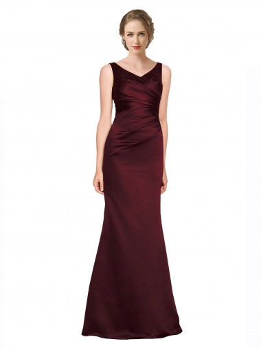 Satin V-Neck Sleeveless Low Back Long Black Tie Evening Gown / Prom Dress / Bridesmaid Dress Essex