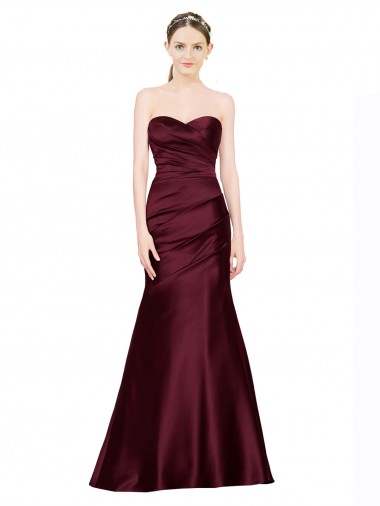 Satin Sweetheart Sleeveless Low Back Long Formal Evening Gown / Prom Dress / Bridesmaid Dress Essex