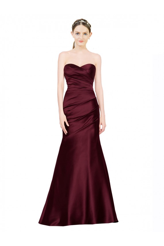Satin Sweetheart Sleeveless Low Back Long Formal Evening Gown / Prom Dress / Bridesmaid Dress Essex