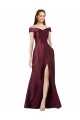 Satin Off the Shoulder Cap Sleeves Long Black Tie Evening Gown / Prom Dress / Bridesmaid Dress Essex