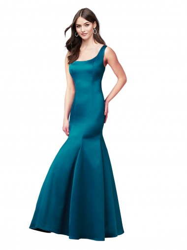 Satin Bateau Neck Sleeveless Long Prom Dress / Bridesmaid Dress Essex