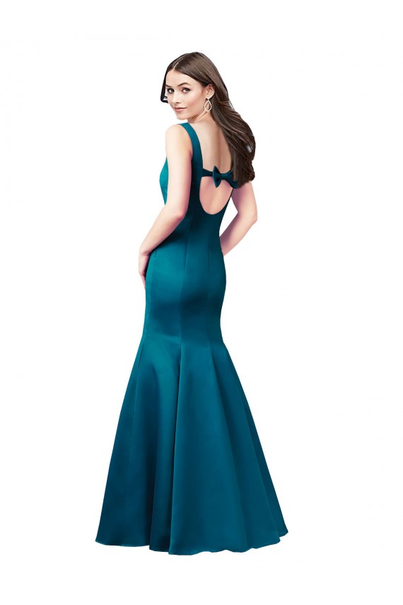 Satin Bateau Neck Sleeveless Long Prom Dress / Bridesmaid Dress Essex