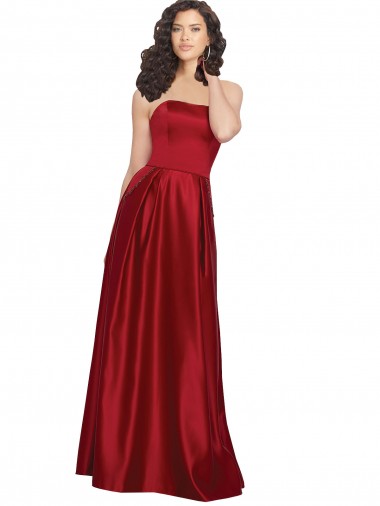 Satin Strapless Sleeveless Long Prom Dress / Bridesmaid Dress Essex