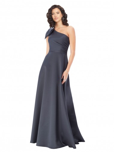 Satin One Shoulder Sleeveless Long Formal Evening Gown / Prom Dress / Bridesmaid Dress Essex