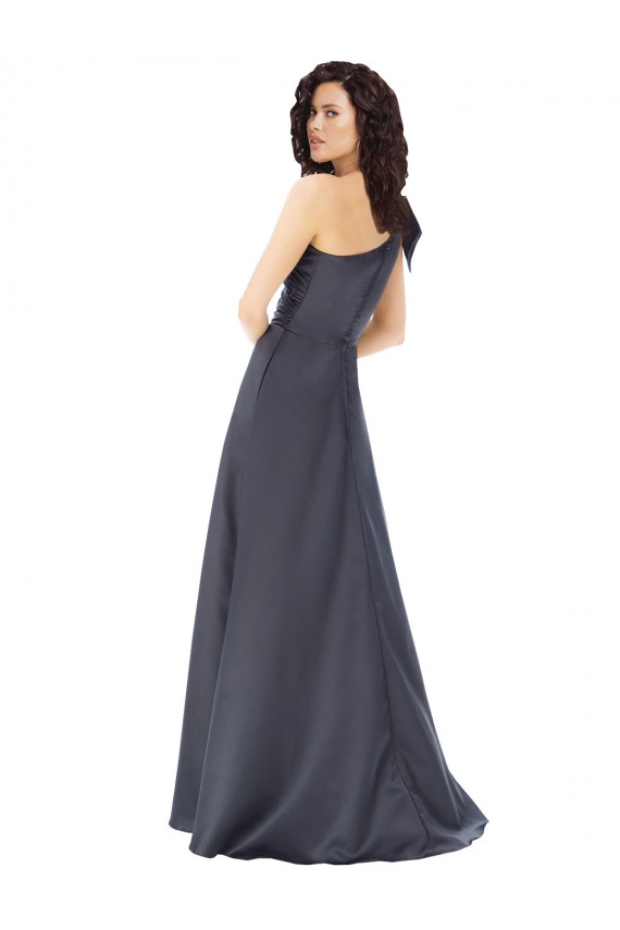 Satin One Shoulder Sleeveless Long Formal Evening Gown / Prom Dress / Bridesmaid Dress Essex
