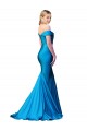 Satin Off the Shoulder Sleeveless Peacock Blue Long Formal Evening Gown / Prom Dress / Bridesmaid Dress Essex