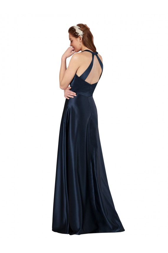 Satin V-Neck Sleeveless Keyhole Back Long Formal Evening Gown / Prom Dress / Bridesmaid Dress Essex