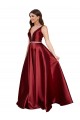 Satin V-Neck Sleeveless V-Back Long Formal Plus Size Evening Gown / Prom Dress / Bridesmaid Dress Essex