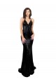 Sequin V-Neck Sleeveless Open Back Long Black Tie Evening Gown / Prom Dress / Bridesmaid Dress Essex