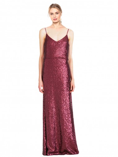 Sequin Halter Neck Sleeveless Burgundy Long Formal Evening Gown / Prom Dress / Bridesmaid Dress Essex