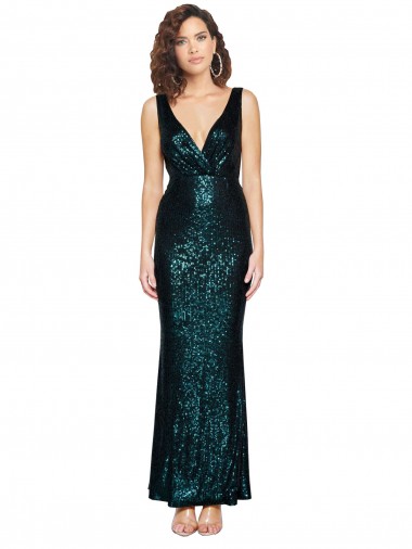 Sequin V-Neck Sleeveless Long Bridesmaid Evening Dress Essex