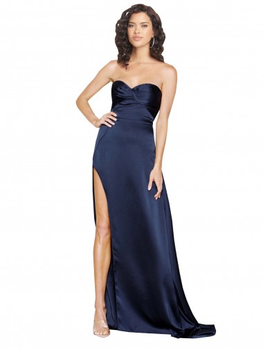 Silk like Satin Sweetheart Sleeveless Low Back Long Formal Evening Gown / Prom Dress / Bridesmaid Dress Essex