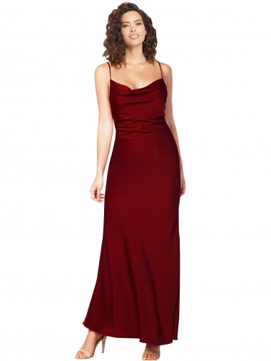 Silk like Satin Cowl Neck Sleeveless Low Back Long Black Tie Evening Gown / Prom Dress / Bridesmaid Dress Essex