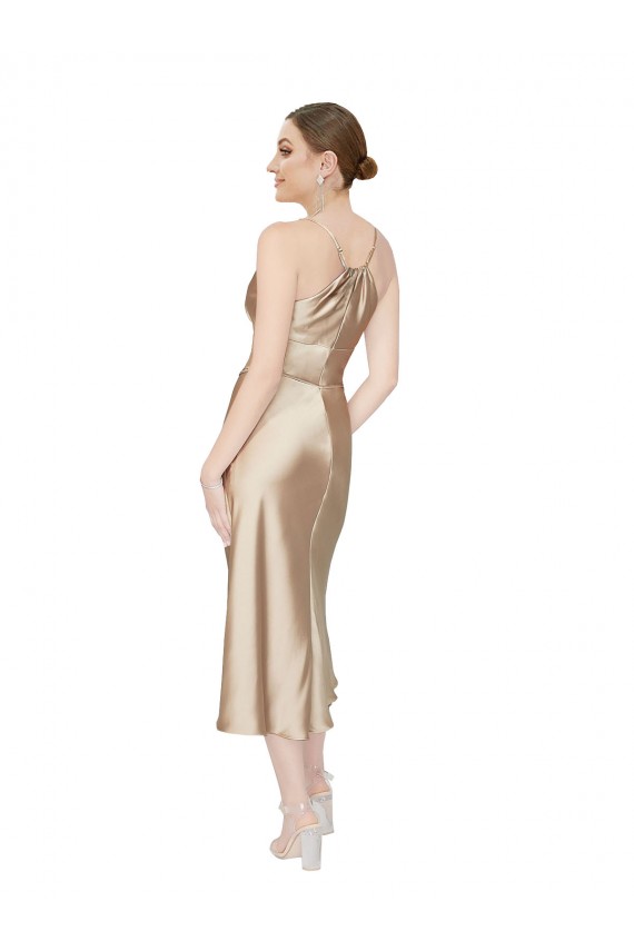 Silk like Satin V-Neck Sleeveless Midi Length Formal Evening Gown / Prom Dress / Bridesmaid Dress Essex