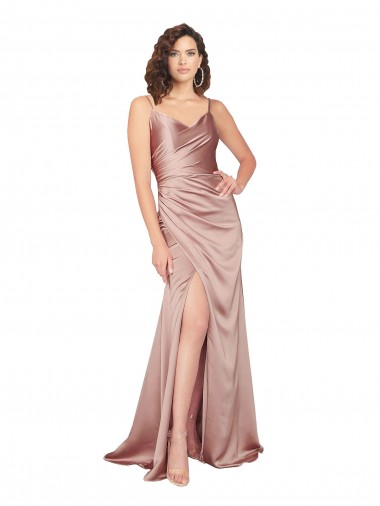 Silk like Satin V-Neck Sleeveless V-Back Long Black Tie Evening Gown / Prom Dress / Bridesmaid Dress Essex