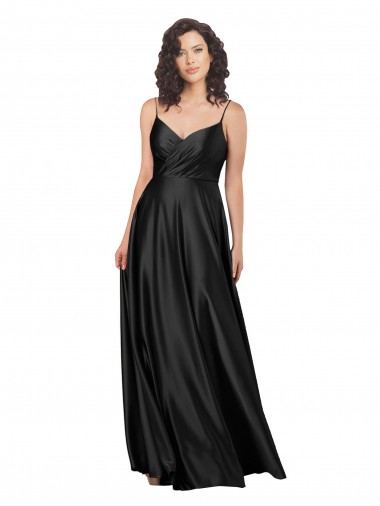 Silk like Satin V-Neck Sleeveless Low Back Long Formal Dress / Bridesmaid Dress Essex
