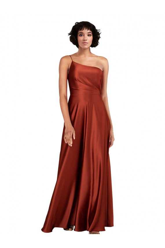 Silk like Satin One Shoulder Sleeveless Long Black Tie Evening Gown / Prom Dress / Bridesmaid Dress Essex