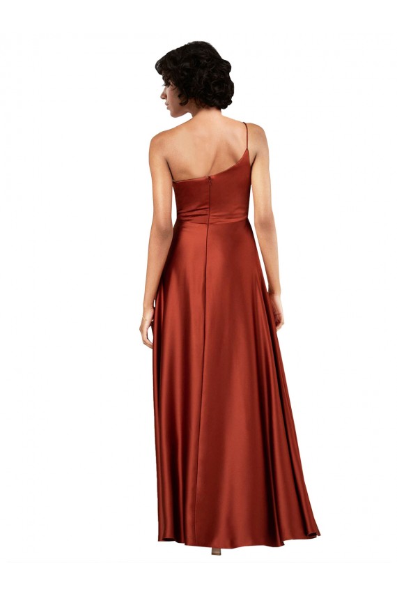 Silk like Satin One Shoulder Sleeveless Long Black Tie Evening Gown / Prom Dress / Bridesmaid Dress Essex