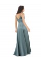 Silk like Satin V-Neck Sleeveless V-Back Black Long Formal Evening Gown / Prom Dress / Bridesmaid Dress Essex
