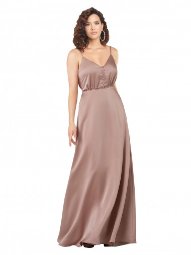Silk like Satin V-Neck Sleeveless Long Formal Evening Gown / Bridesmaid Dress Essex