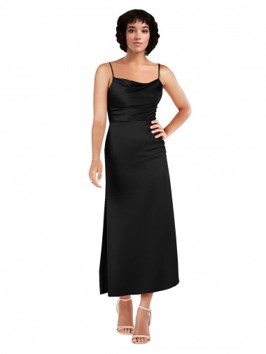 Silk like Satin Spaghetti Straps Sleeveless Tea Length Formal Evening Gown / Prom Dress / Bridesmaid Dress Essex
