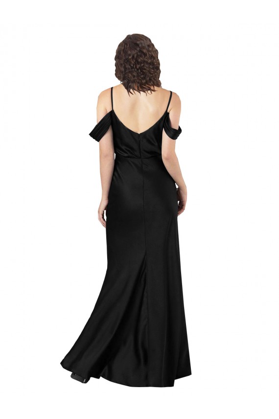 Silk like Satin Off the Shoulder Sleeveless Low Back Long Formal Dress / Bridesmaid Dress Essex