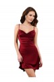 Silk like Satin Cowl Neck Sleeveless Open Back Burgundy Midi Length Formal Evening Gown / Prom Dress / Bridesmaid Dress Essex