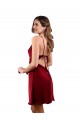 Silk like Satin Cowl Neck Sleeveless Open Back Burgundy Midi Length Formal Evening Gown / Prom Dress / Bridesmaid Dress Essex